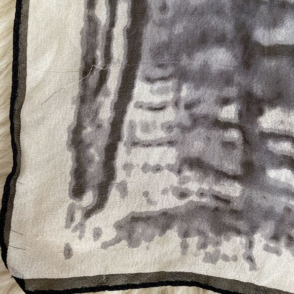 Diesel Abstract Black and Gray Silk Scarf 28 x 28” logo printed Art to Wear Emo - Picture 5 of 5